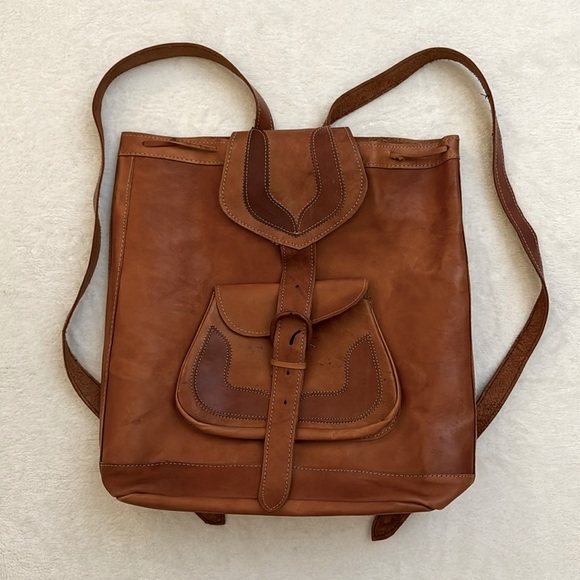 Vintage Handmade Leather Backpack - Picture 2 of 13